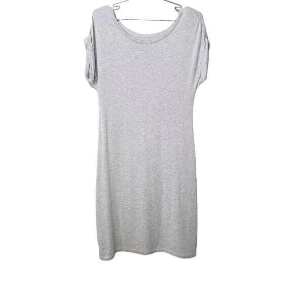 Lou & Grey Short Sleeve Knit Heather Gray Jersey Shift Dress - Picture 2 of 7